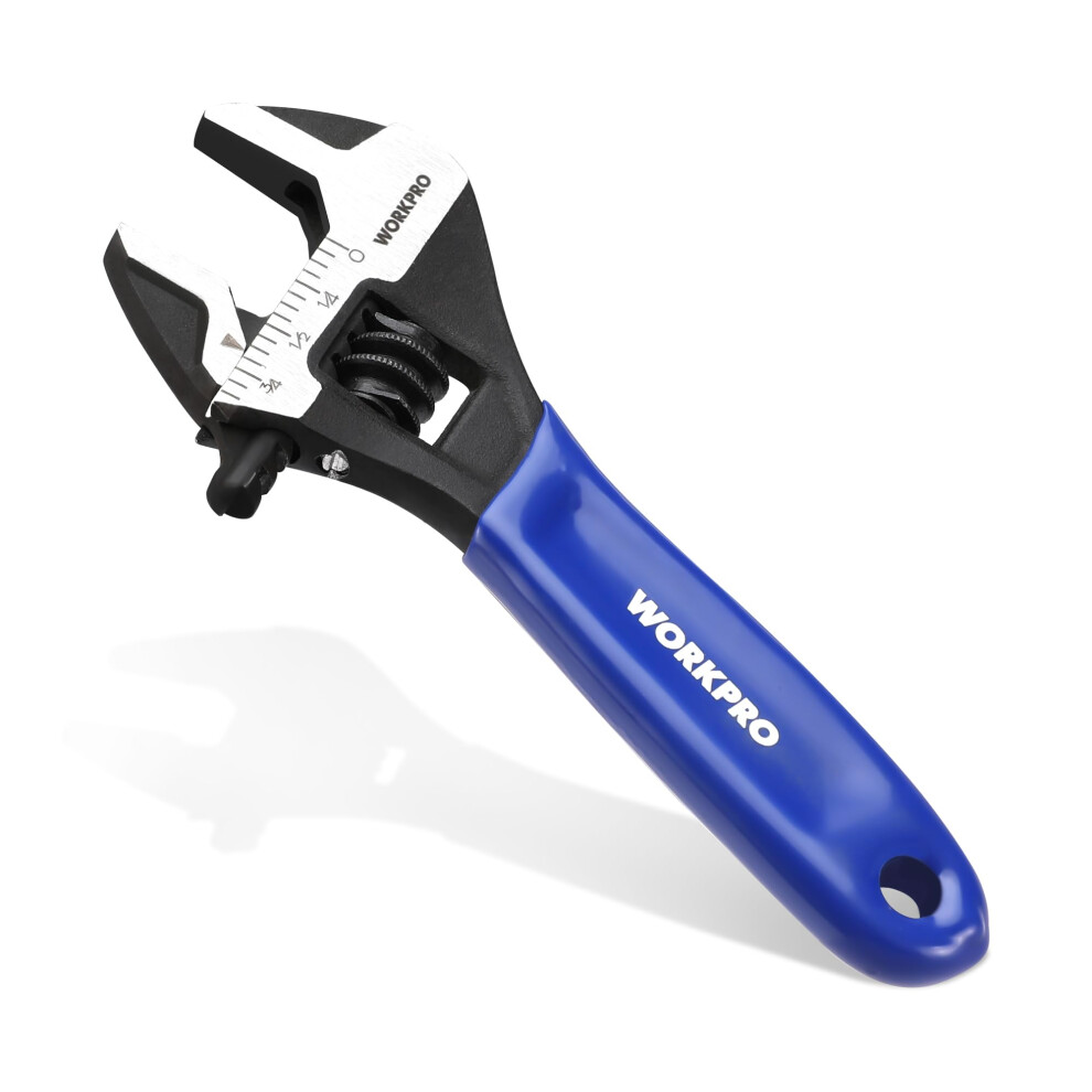Workpro 4-Inch Adjustable Wrench Cr-V Steel Wrench Wide Jaw Black Oxide Wrench Metric & Sae Scales For Home Garage Workshop And Diy 820909600886