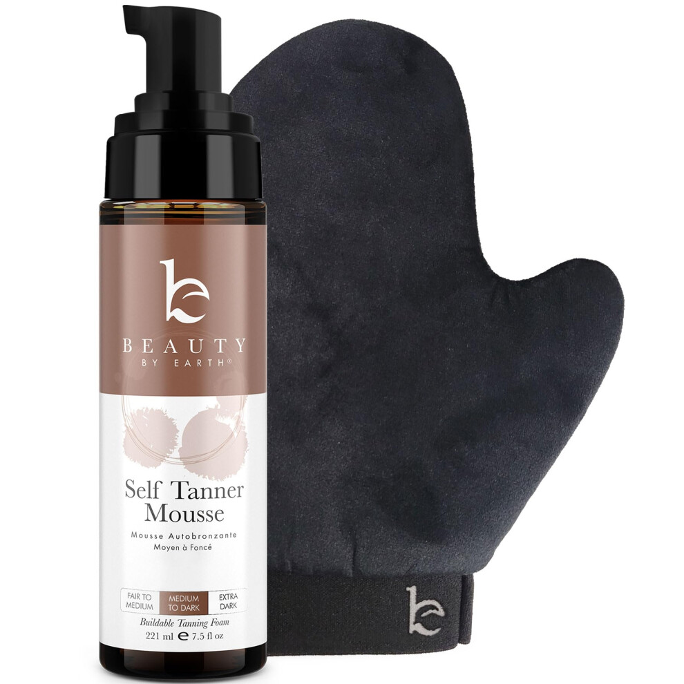 Sch?Nheit Von Earth Self Tanner Tanning Mousse Kit - Usa Made With Natural & Organic Ingredients Self Tanner Mousse And Mitt Self Tan Kit Fake Tan Tanning Fo