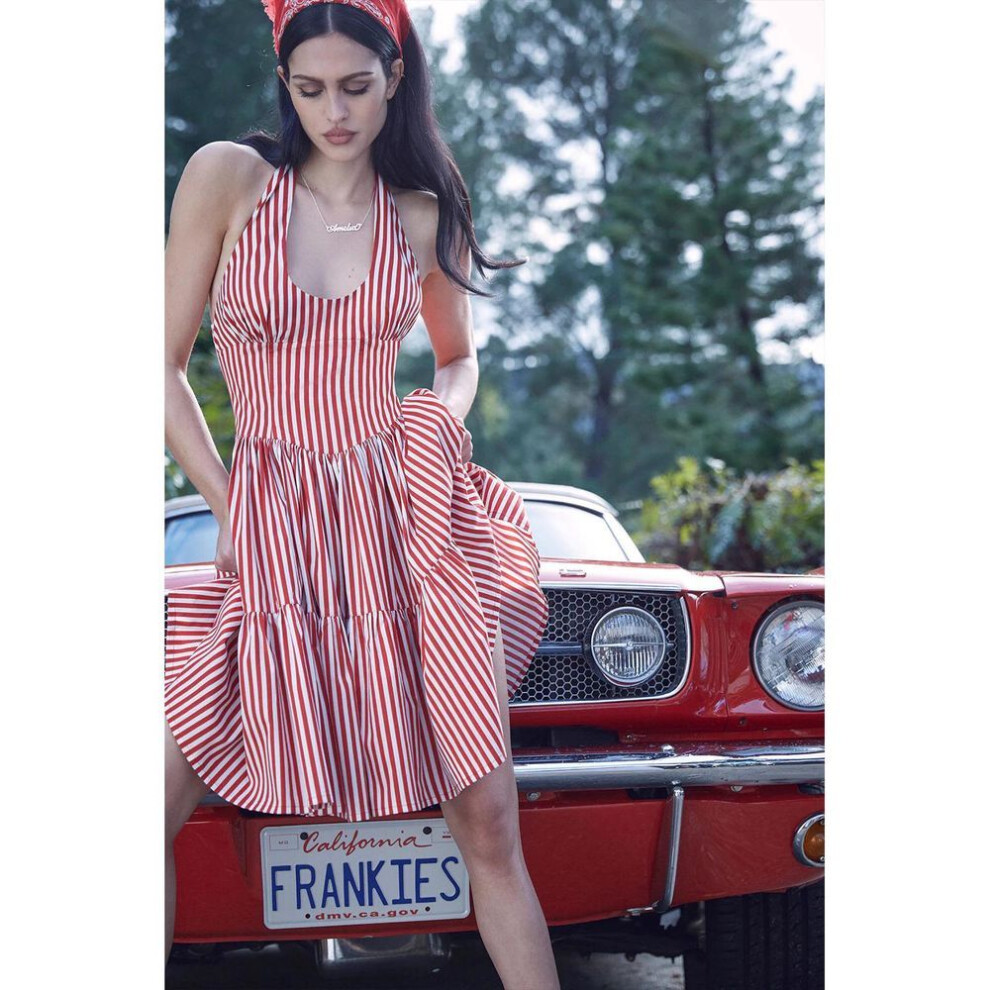 (red, M) "2024 Women's European & American Halter Neck Dress