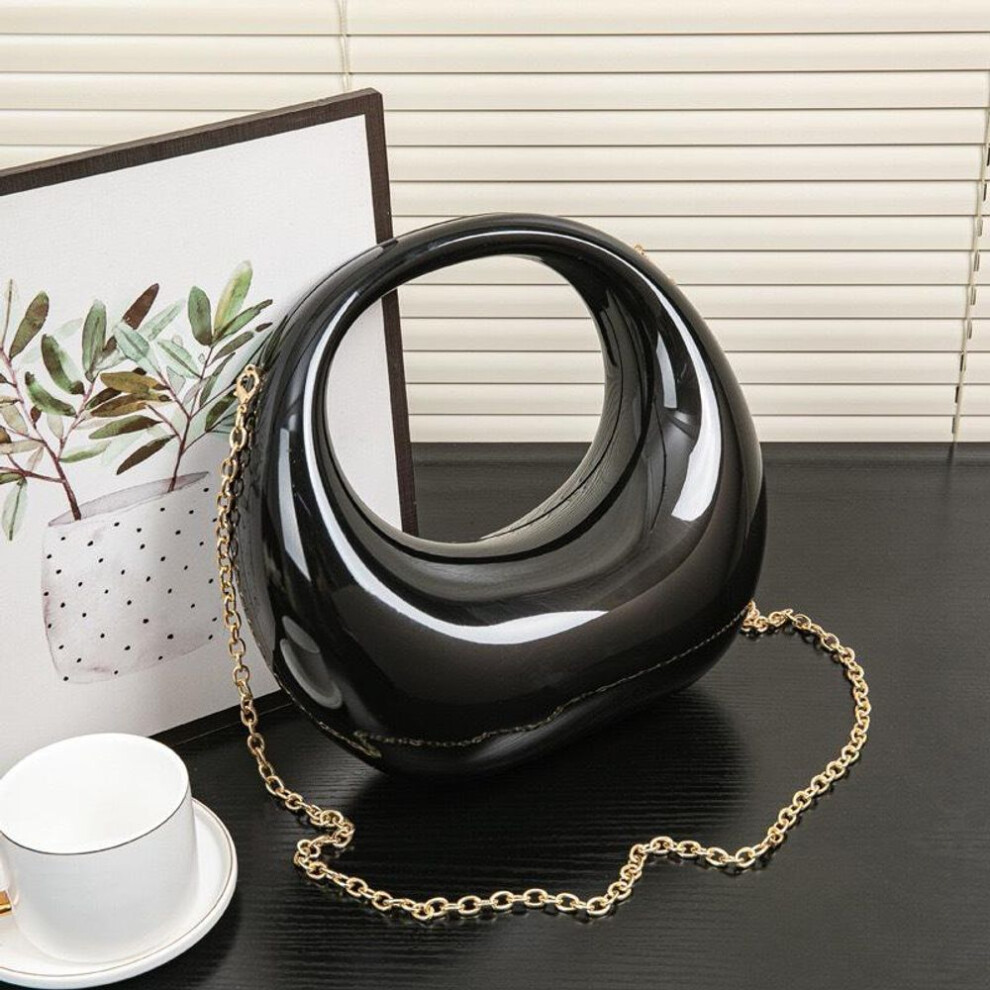 (black) "2024 Summer Crescent Acrylic Evening Bag - Colorful Handheld Design