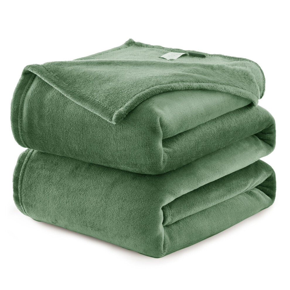 CozyLux Fleece Blanket Throw XL Forest Green 300GSM Zachte lichtgewicht microvezel flanellen dekens voor reiskampeerstoel en