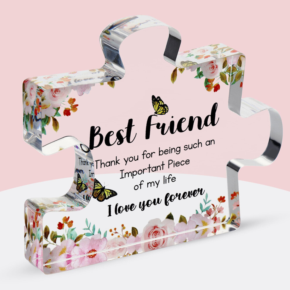 Velenti Gift for Best Friend for Women - Engraved Acrylic Puzzle Piece - Bestie Present with Cute Quote - Friendship Gifts for Birthday  Chr