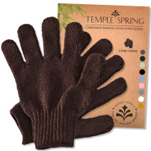 Temple Spring Exfoliating Gloves - Rayon Bamboo Bath/Shower Gloves Bath Gloves for Shower Exfoliating and Ingrown Hair/Dead Skin Remover -