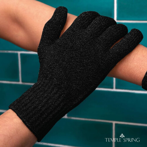 Temple Spring Exfoliating Gloves - Rayon Bambus Bad/Broeshandsker Badhandsker til bruser, 2