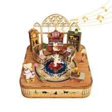 Tonecheer Cutie muzicala din lemn Puzzle pentru adul?i Kit cutie muzicala rotativa DIY 3D Puzzle muzical creativ Artizanat Seturi de modele Decor