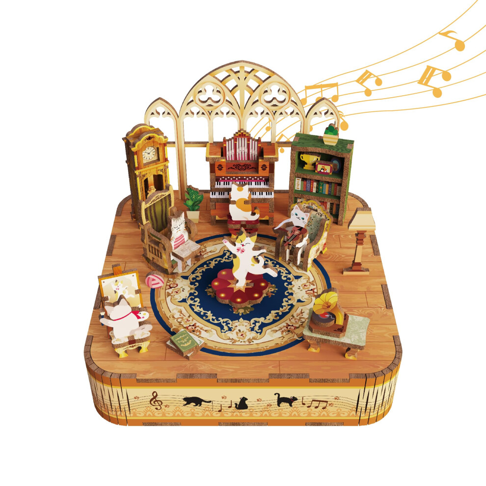 Tonecheer Wooden Music Box Puzzle for Adults DIY Rotating Music Box Kit 3D Creative Musical Puzzle Crafts Model Building Kits Desk Decor for Teens Kid-image-OPC-PFYNWHQ-NEW