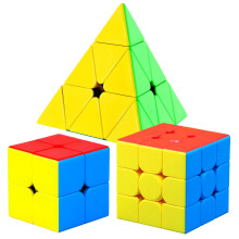 CFMOUR-nopeuskuutiosetti - Moyu Meilong 2x2x2 3x3x3 pyramidikuutiopaketti | Tarrattomat taikakuutiot tasaisella käännöksellä | Aivojumppapulmapel