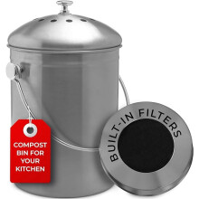 EPICA Countertop Compost Bin Kitchen | 1.3 Gallon | Odorless Composting Bin with Carbon Filters | Indoor Compost Bin with Lid | Stainless Steel Kitch