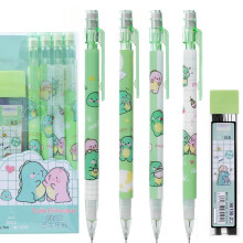 SHIDESHIN 4-teiliges Set mit niedlichen Cartoon-Dinosaurier-Druckbleistiften mit 0,5-mm-Rhren, Bleistiftnachfllungen, Geschenk fr den Schulanfang,