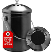 EPICA Countertop Compost Bin Kitchen | 1.3 Gallon | Odorless Composting Bin with Carbon Filters | Indoor Compost Bin with Lid | Stainless Steel Kitche