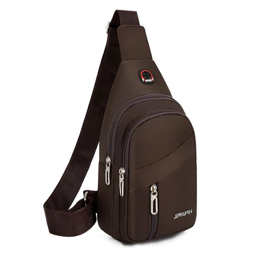 (brown) "2023 Waterproof Men's Korean Oxford Canvas Shoulder & Chest Bag - Trendy Small Backpack