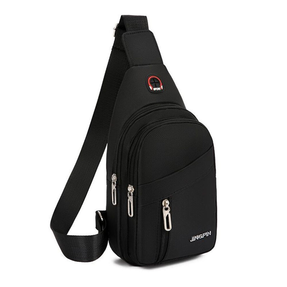 (black) "2023 Waterproof Men's Korean Oxford Canvas Shoulder & Chest Bag - Trendy Small Backpack