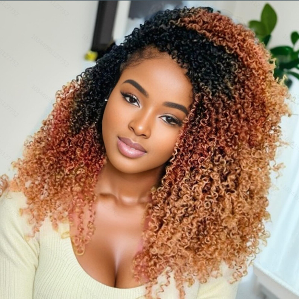 Svolna Unisex Brown 210 Strands Yanky Twist Crochet Hair Pre Looped 14 Inch Pre-Twisted Fluffy Curly Braiding Hair Long Senegalese Twist Braids Blonde Ombre Bohemia