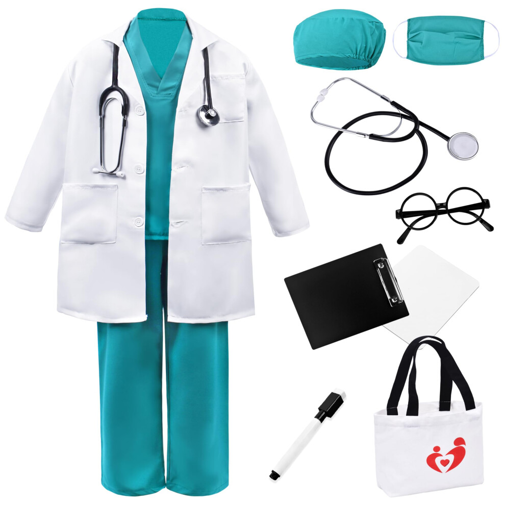 Costume de docteur ZZIHAN pour enfants, blouse de laboratoire, tenue de médecin, tenue d'infirmière, ensemble de costume, costume de vétérinaire,
