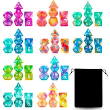DND DICE SET 10x7 (70 stycken) Polyhedrala trningar med en stor dragkammare bra fr fngelsehlor och drakar rollspel RPG MTG bordspel (10 frge