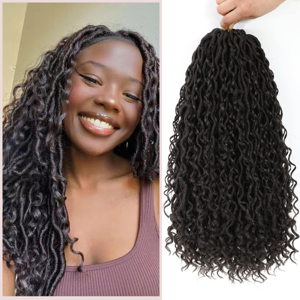 Sambraid Unisex 8 Packs Curly Faux Locs Crochet Hair 22 Inch Goddess Locs Crochet Hair Hippie Locs Synthetic Braids Hair Extensions 22 Inch 8Packs 4#