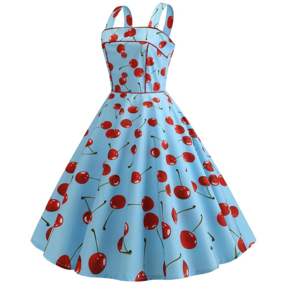 (S) Retro 50s Hepburn-Style Slim Splicing Sling Dress 3186