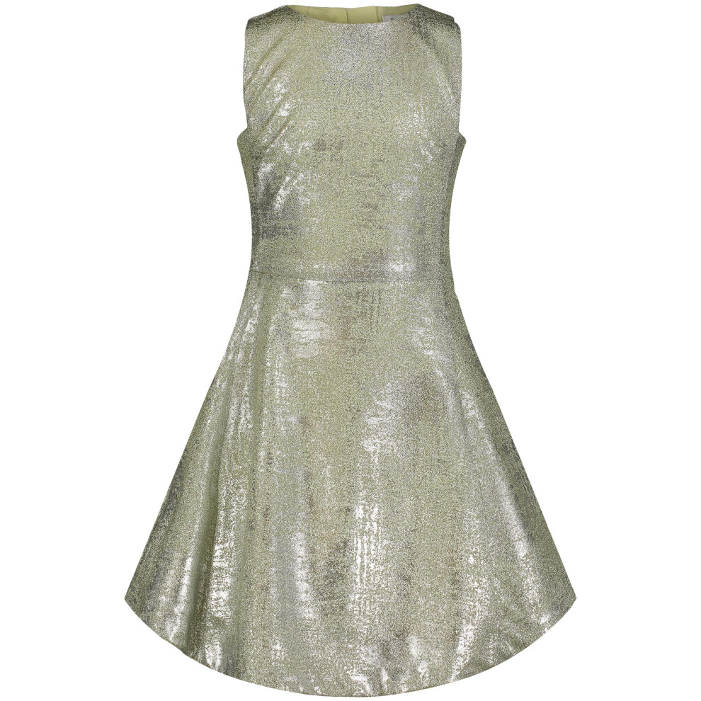 Calvin Klein Girls' Sleeveless Party Dress  Fit and Flare Silhouette  Round Neckline & Back Zip Closure  Tender Yellow  16