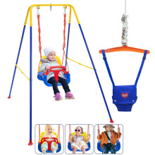 Toddler Swing Set  3-in-1 Baby Swing Outdoor/Indoor  Toddler Swing&Jumper with Foldable Metal Stand  Baby Swing Outdoor for Aged 6 Months to 10 Years