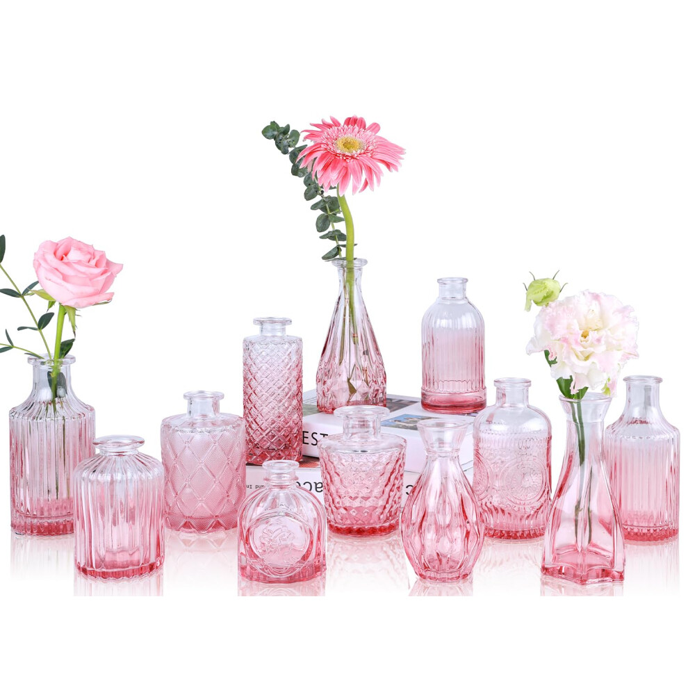 Lot De 12 Mini Vases Fleurs En Verre Upbud Pour Centres De Table, Petits Vases Transparents En Vrac Pour D Corations De Mariage, Vases Vintage-image