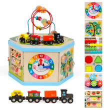 Wooden Activity Cube 9-in-1 Montessori Toys for 1+ Year Old Boys Girls Educational Learning Toys for Toddlers Age 1-2 One Year Old First Birthday Gift