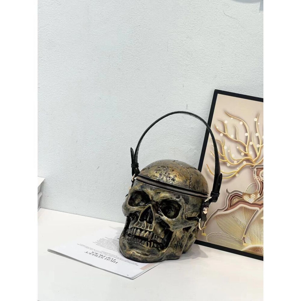 (dark brown) "2024 Skull-Shaped Halloween Handbag: European & American Cross-Border Shoulder Messenger Bag