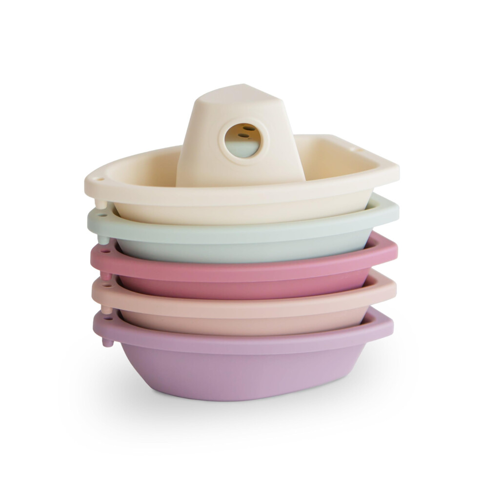 Photos - Bath Toy mushie Stackable Bath Boats Toy Petal | Floating Bathtub Toys for Baby & Toddler Set of 5 | Made in Denmark MBB-1003