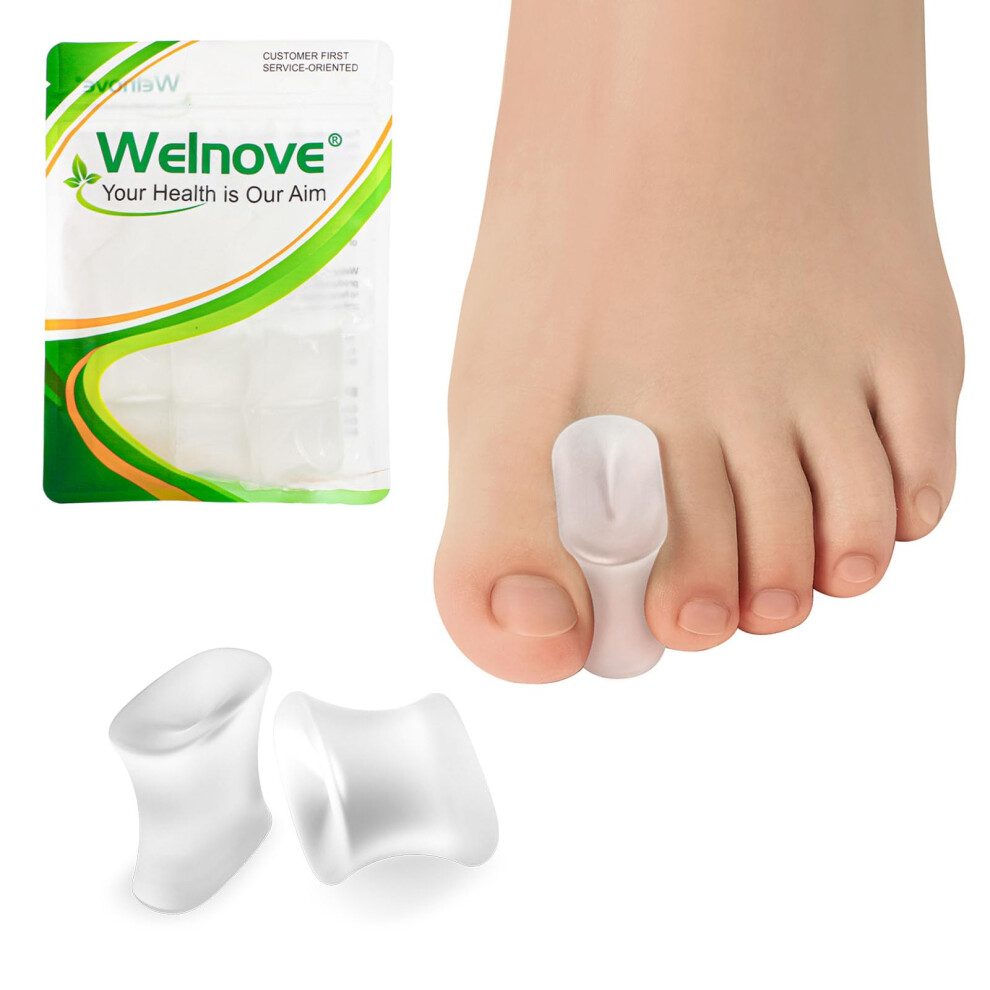 Welnove Upgraded Gel Toe Separators - 8-Pack Aloe Vera Extract Infused Silicone Toe Spacers For Straightening Overlapping Toes Calluses - Bunion Corr