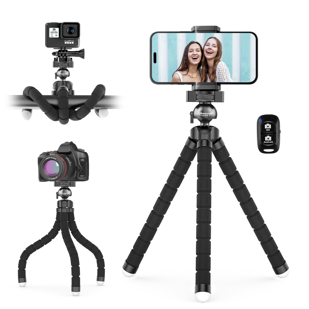 Ubeesize Flexible Tripod For Iphone And Samsung With Remote And Phone Holder Ideal For Video Recording Vlogging And Selfies Compatible With Canon 840322307551