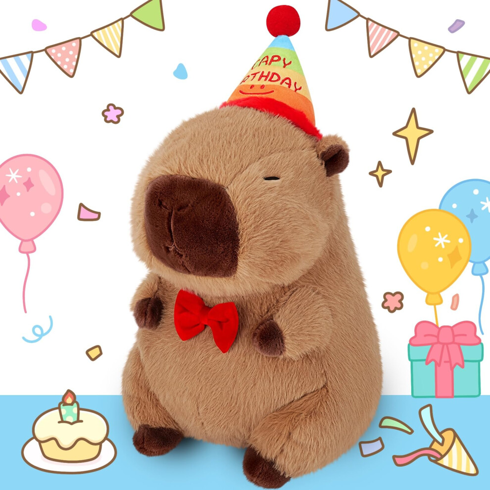 Achishap Capybara Plush Cute Plushies Capybara Pchane Zwierzece Pluszowe Zabawki Kawaii Pluszowa Zabudowana Zabawka Z Urodzinowa Czapka Plushie P-image