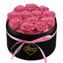 GLAMOUR BOUTIQUE Forever Flowers Gift Box: 12 Real Preserved Roses in a Velvet Black Box Birthday For Her Mom and Wife Valentines Mothers Day Annive