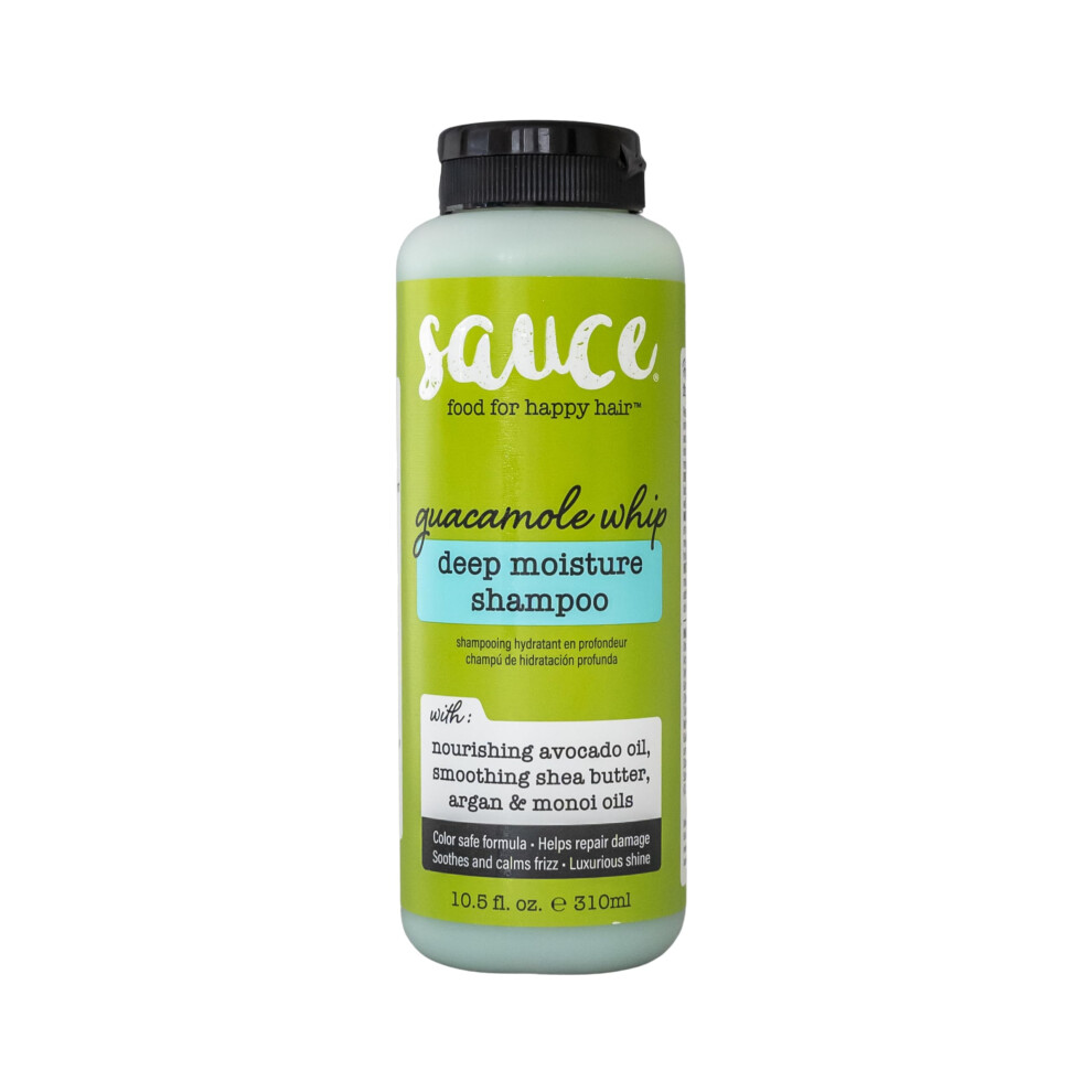 Sauce Beauty Guacamole Whip Shampoo 10.5 Fl Oz Deep Moisture Shampoo With Shea Butter And Avocado, Argan, Monoi & Coconut Oils, Frizz Control And Hair