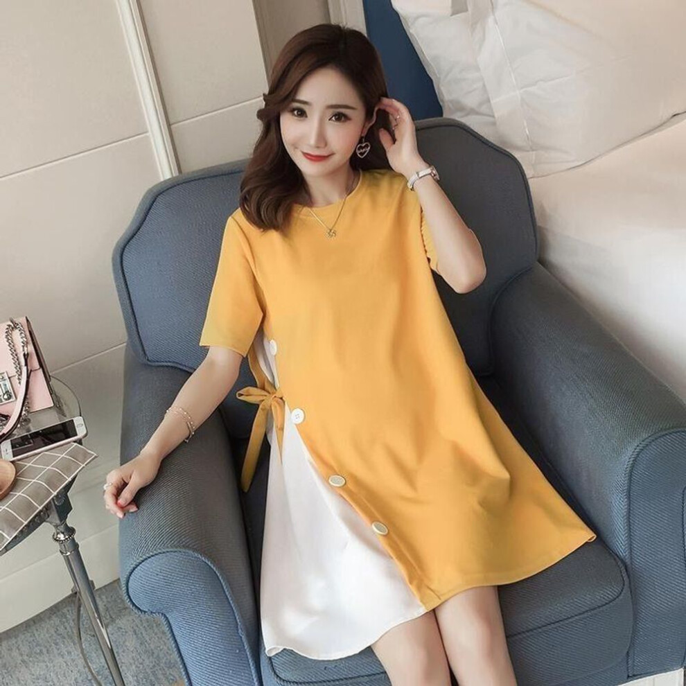(black, M) Spring/summer Maternity Dress: Western-style Short-sleeve Skirt T-shirt – Trendy, Fresh 2023 Collection