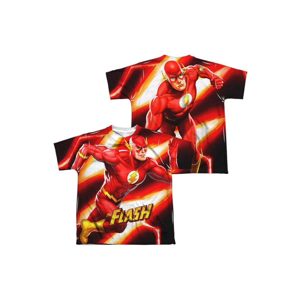 Trevco Sportswear JLA580FB-YTPP-4 JLA Speed Bolt Front & Back Print Youth Short Sleeve T-Shirt, White - Extra Large-image-OPC-PGCFG6V-NEW