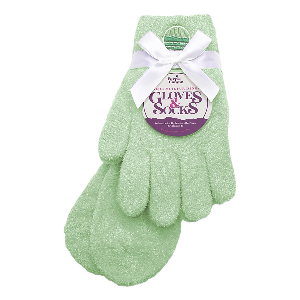 Purple Canyon Moisturizing Socks and Gloves Set | Sage Green Fuzzy Socks and Gloves with Aloe and Vitamin E for Women | Women's Gifts for Self-Care-image-OPC-PFYRMYV-NEW