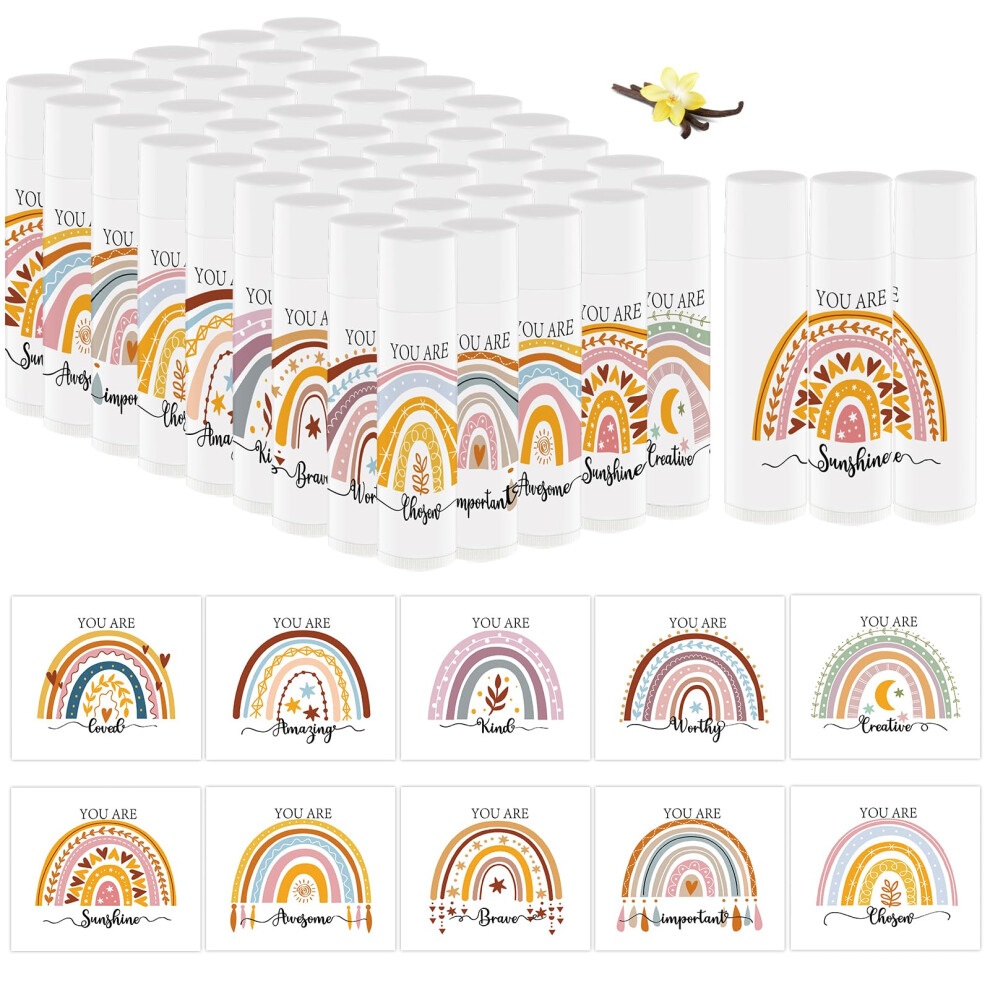 Lot De 50 Baumes à LèVres BohèMes Arc-En-Ciel, Mots Inspirants, Cadeau D'appréCiation Pour Femmes, Cadeaux De Remerciement, Produits Hydratants P-image