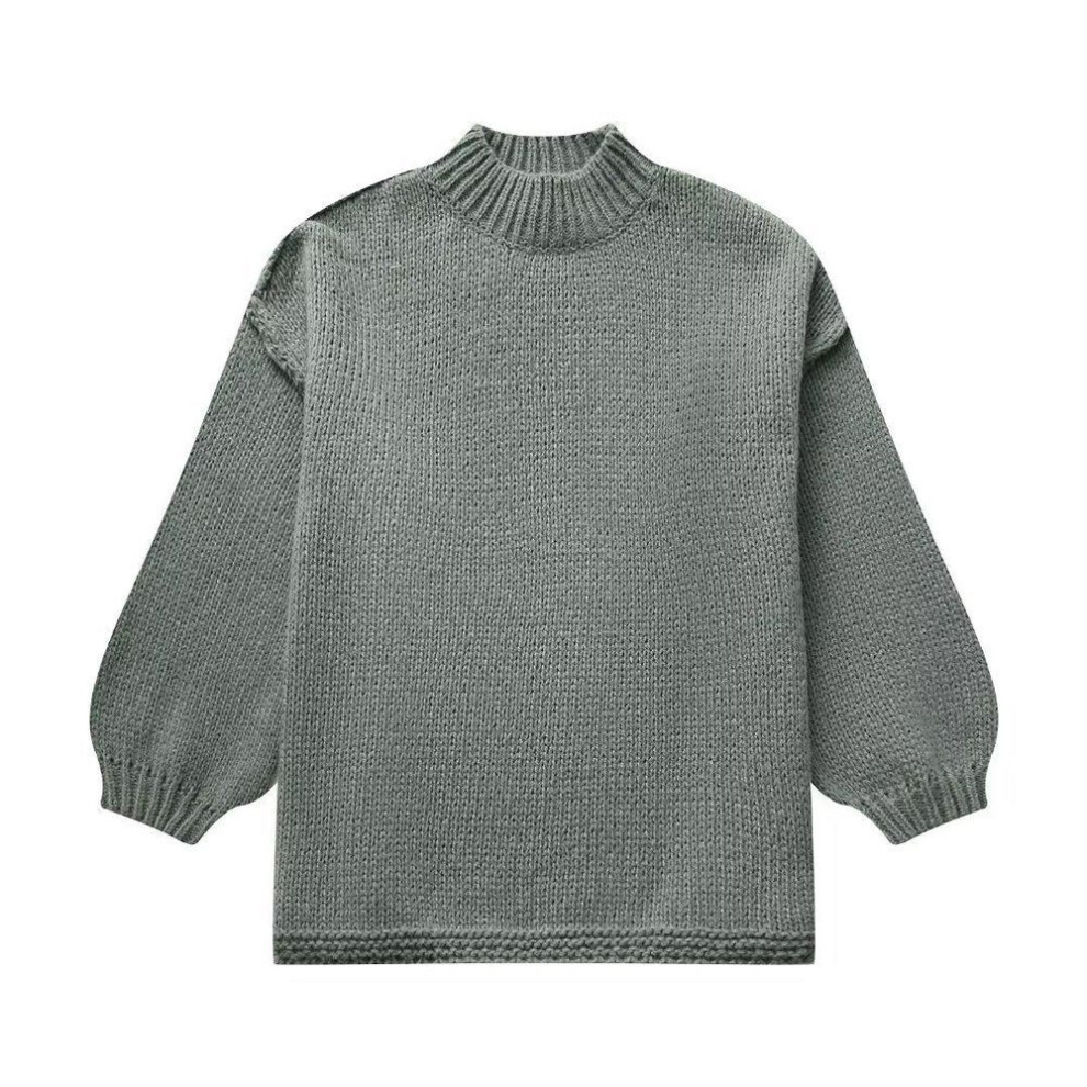 (green, Medium) "2023 Autumn/winter Women's Street Fashion Loose Lantern Sleeve Pullover Sweater