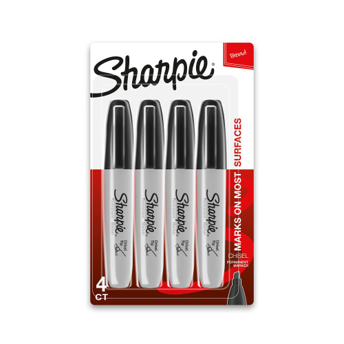 Sharpie Sharpie Permanent Markers Chisel Tip Black 4 Count