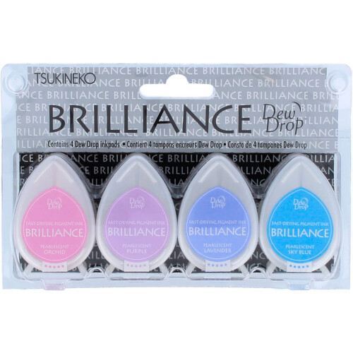 Tsukineko Σετ 4 Σφραγίδων Brilliance Dew Drop, Τόνους Πολύτιμων Λίθων