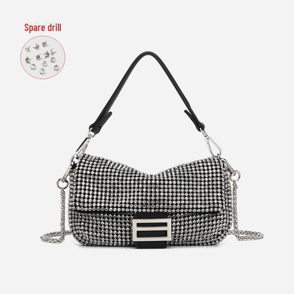 (silver, 20*3.5*14) 2025 Summer Fashion Diamond-Studded Chain Crossbody Shoulder Bag for Women