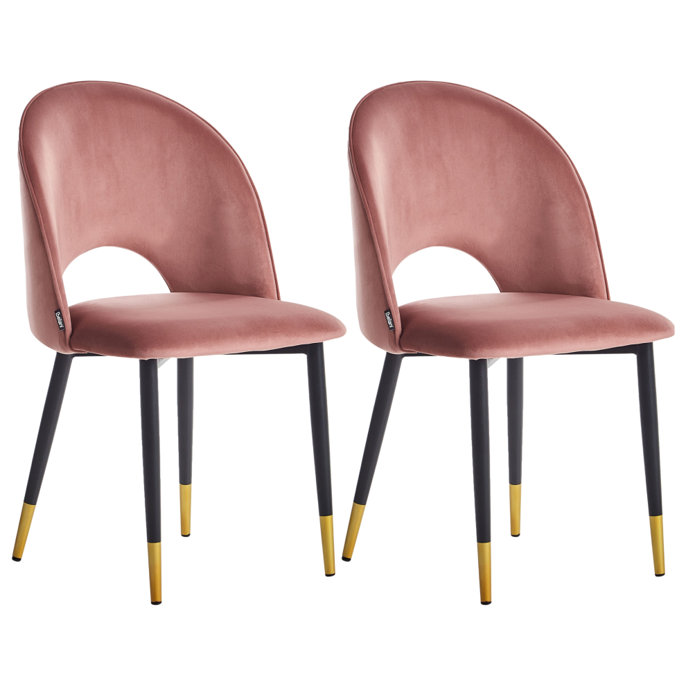Set of 2 Dining Chairs MAGALIA Velvet Pink