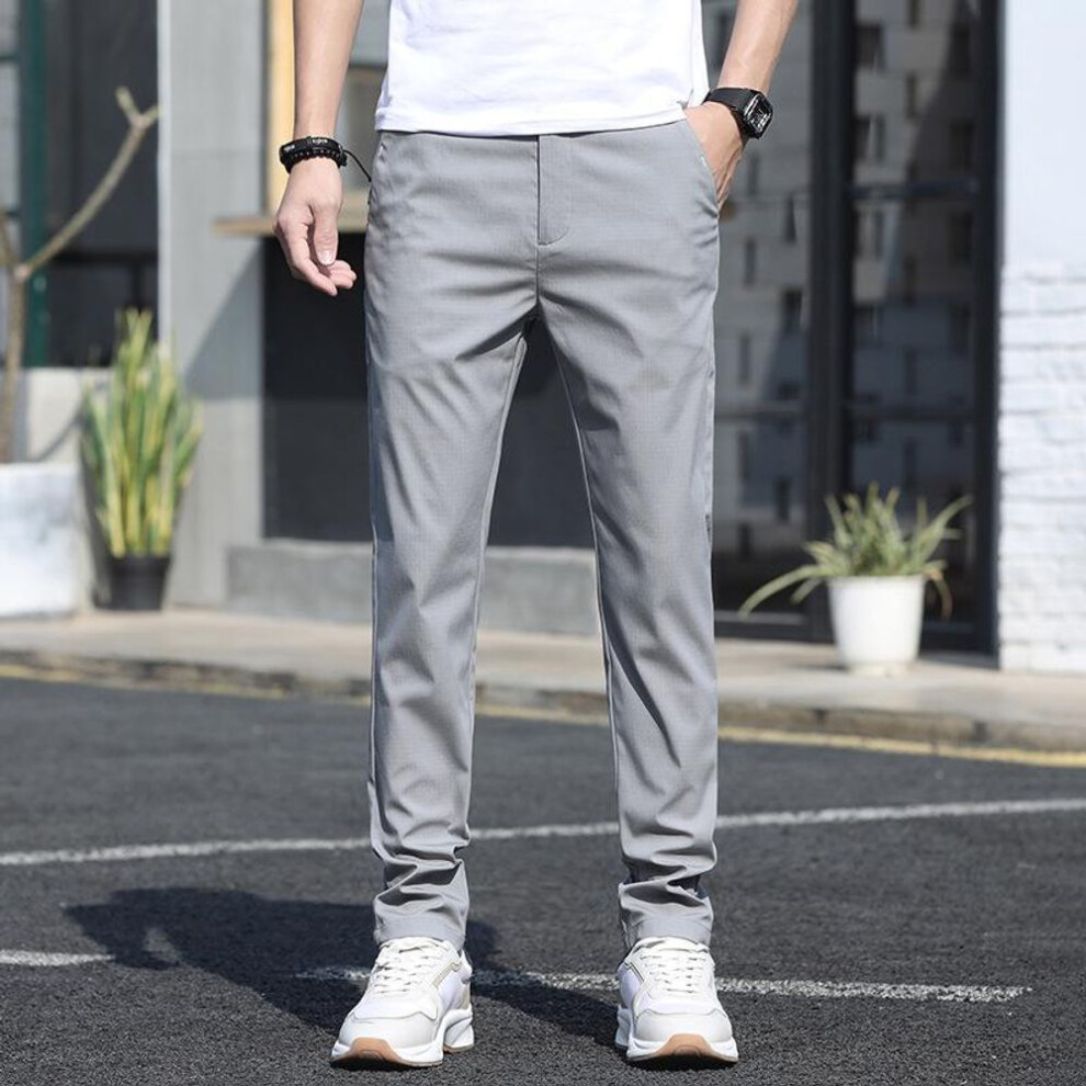 (light gray, 32 (25 inch) 140 jin) "2023 Men's Solid Color Casual Pants for Outdoor Sports - Year-Round Style