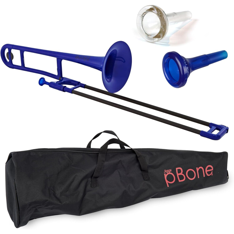 PINSTRUMENTS Plastic pBone Trombone - Mouthpieces and Carrying Bag - Lightweight Versatile Comfortable Ergonomic Grip - Bb Authentic Sound for Studen
