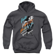 Trevco Sportswear WWM115-YFTH-2 Wonder Woman Movie Fight for Peace Youth Hooded Sweatshirt, Charcoal - Medium