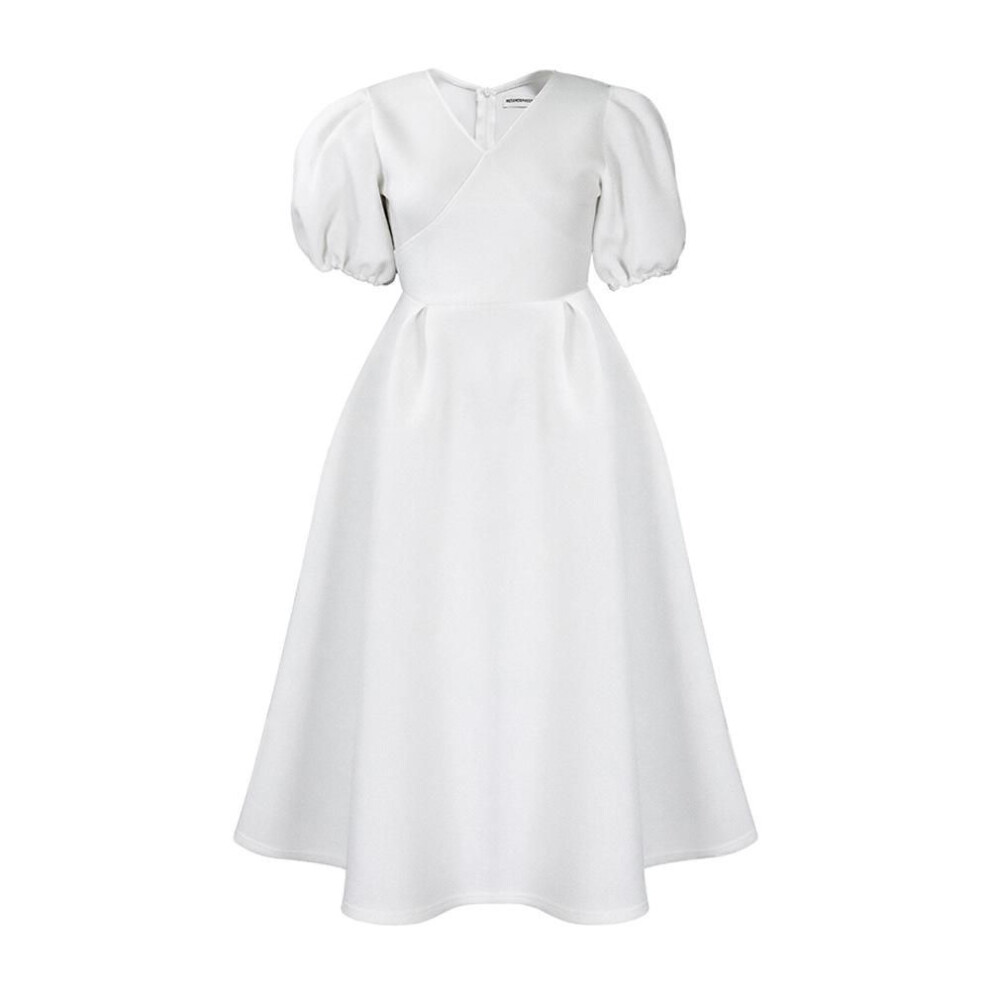 (white, S) V-neck Puff Sleeve Plus Size African Dress - Women's 2023 Fashion