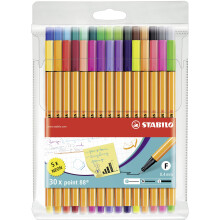 Fineliner - STABILO point 88 - 30 tussin tasku - Eri v   rej   , mukaan lukien 5 neonv   ri