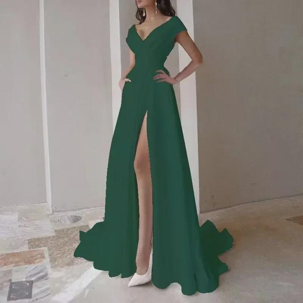 (green, Large) "2024 Cross-Border Ruffled Red, Black, and White Mid-Waist Evening Dress
