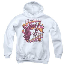 Trevco Sportswear JLA1429-YFTH-4 Wonder Woman Peace & Love 2 Youth Hooded Sweatshirt, White - Extra Large