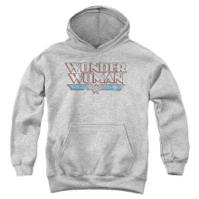Trevco Sportswear JLA1433-YFTH-2 Wonder Woman Wonderwoman Retro 2 Youth Hooded Sweatshirt, Athletic Heather - Medium