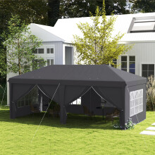Outsunny 3x6m Pop-Up Gazebo with Storage Bag - Grey, Steel Frame, 6 Removable Walls, 585x295x270 cm - 84C-425V01GY